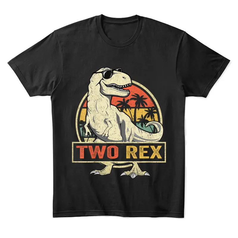 Two Rex 2Nd Birthday Boy Second Dinosaur 2 Year Old Boys Unisex Staple T-Shirt