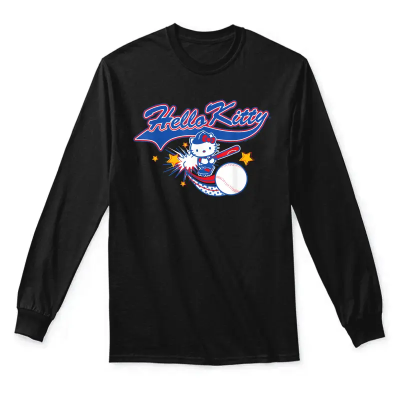 Hello Kitty Home Run Baseball Softball Tee Shirt Unisex Long Sleeve T-Shirt