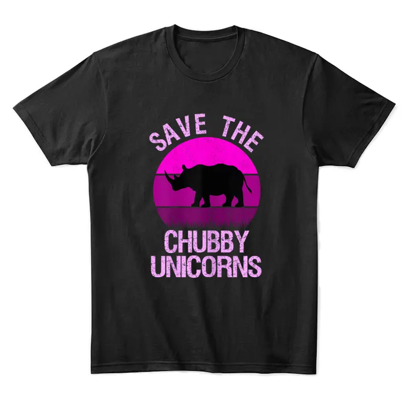 Save The Chubby Unicorns Retro Style Rhino Gift Unisex Staple T-Shirt