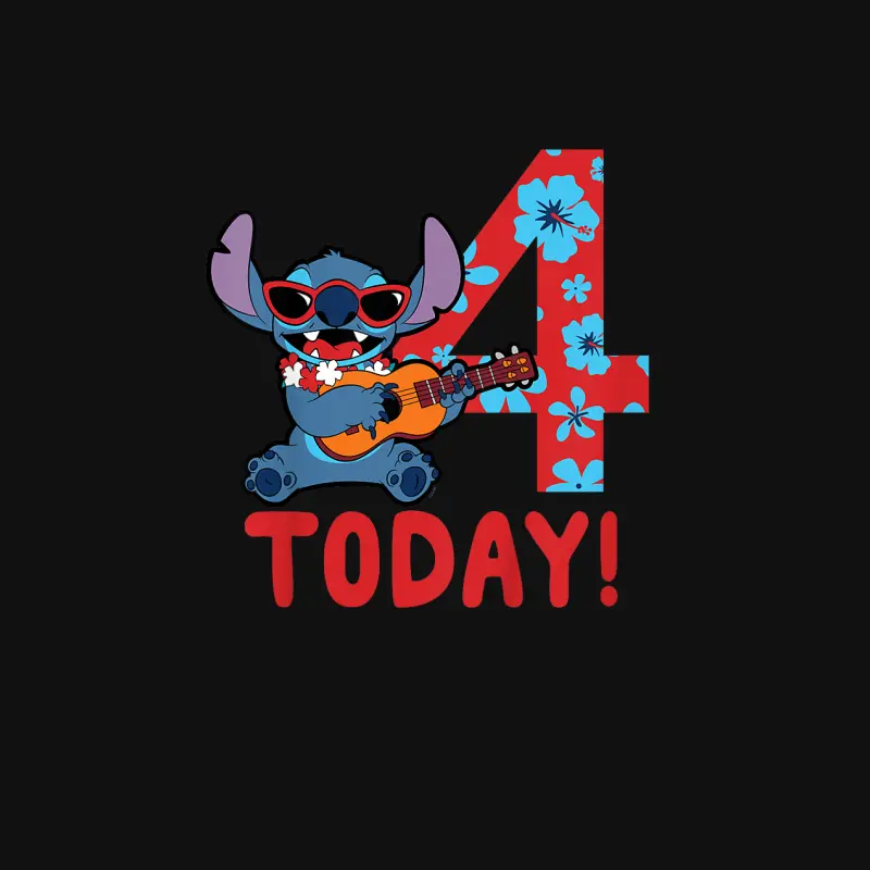 Disney Lilo & Stitch Tropical Birthday 4 Years Old Today. Baby Onesie