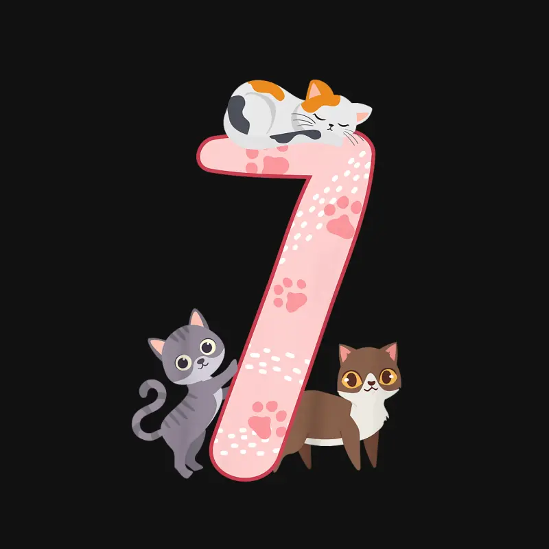 Kids 7Th Birthday Girl Cats Outfit 7 Years Old Baby Onesie