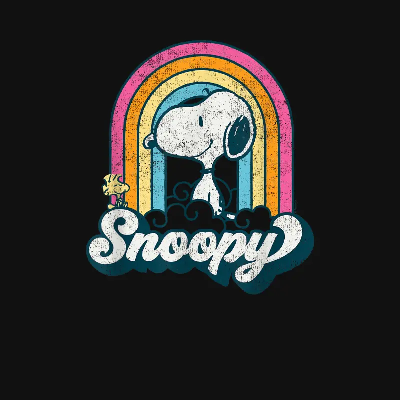 Peanuts - Snoopy Woodstock Retro Rainbow Cloud Baby Onesie