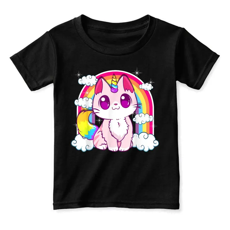 Cute Unicorn Cat Adorable Smiling Rainbow Kitty Toddler Staple T-Shirt