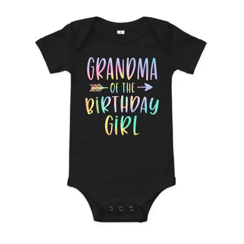 Grandma Of The Birthday Girl Tie Dye Colorful Bday Baby Onesie