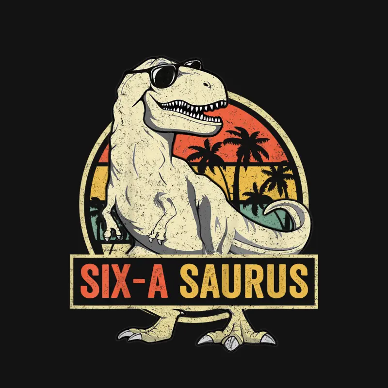 6 Year Old Dinosaur Birthday 6Th T Rex Dino Six Saurus Unisex Long Sleeve T-Shirt