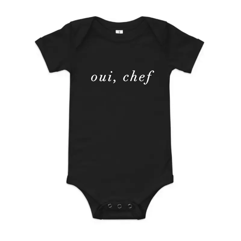 Oui Chef Yes Chef French Brigade Cooking Line Cook Foodie Baby Onesie