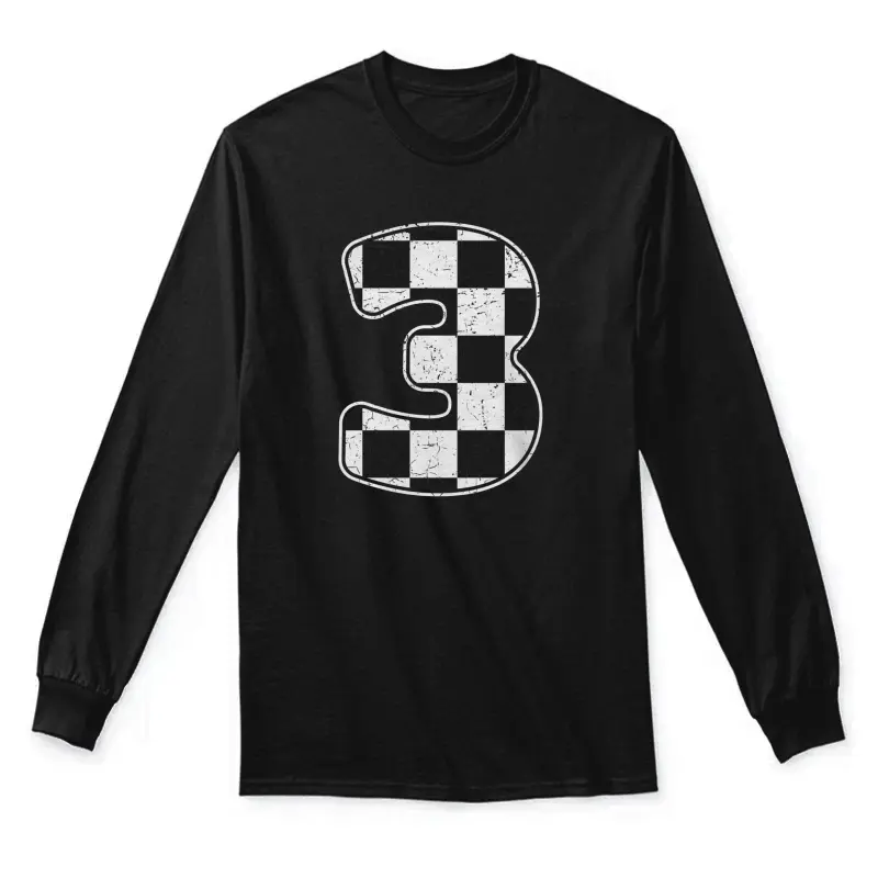 Birthday Boy 3 Three Race Car 3Rd Birthday Racing Car Flag Unisex Long Sleeve T-Shirt