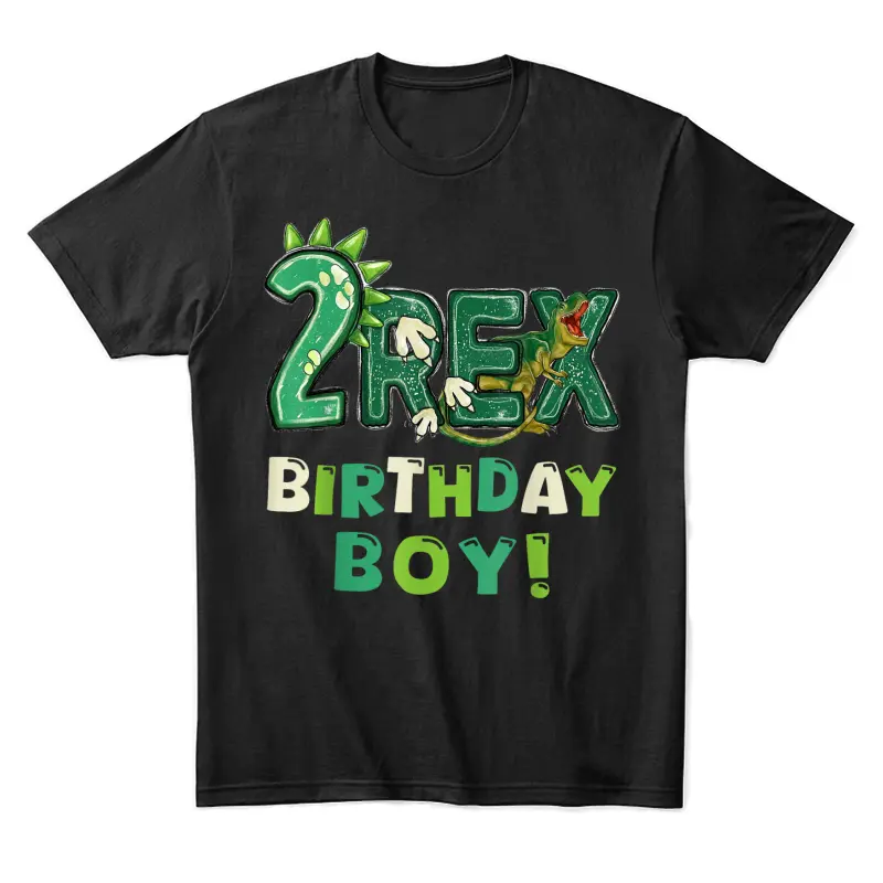 Two Rex 2Nd Birthday Second Dinosaur 2 Year Old Unisex Staple T-Shirt