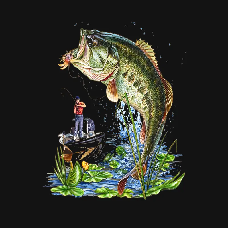 Fishing Graphic Large Mouth Bass Fish Unisex Long Sleeve T-Shirt