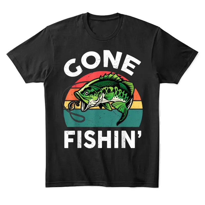 Funny Gone Fishing-Shirt Men Youth Toddler Boy Kids Bass Dad Unisex Staple T-Shirt