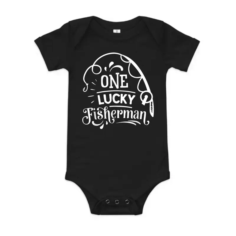 One Lucky Fisherman Matching Couples Fishing Baby Onesie