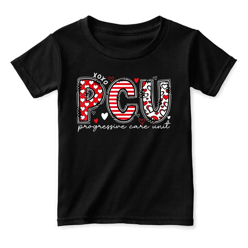 Pcu Progressive Care Unit Nurse Crew Valentine's Day Toddler Staple T-Shirt