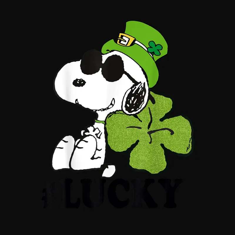 Peanuts St. Patrick's Snoopy Lucky Clover Unisex Staple T-Shirt