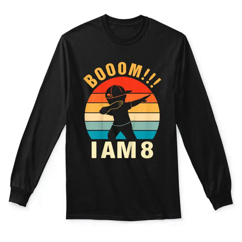 Dabbing Birthday Shirt 8 Years Old Birthday Outfit Boys Unisex Long Sleeve T-Shirt