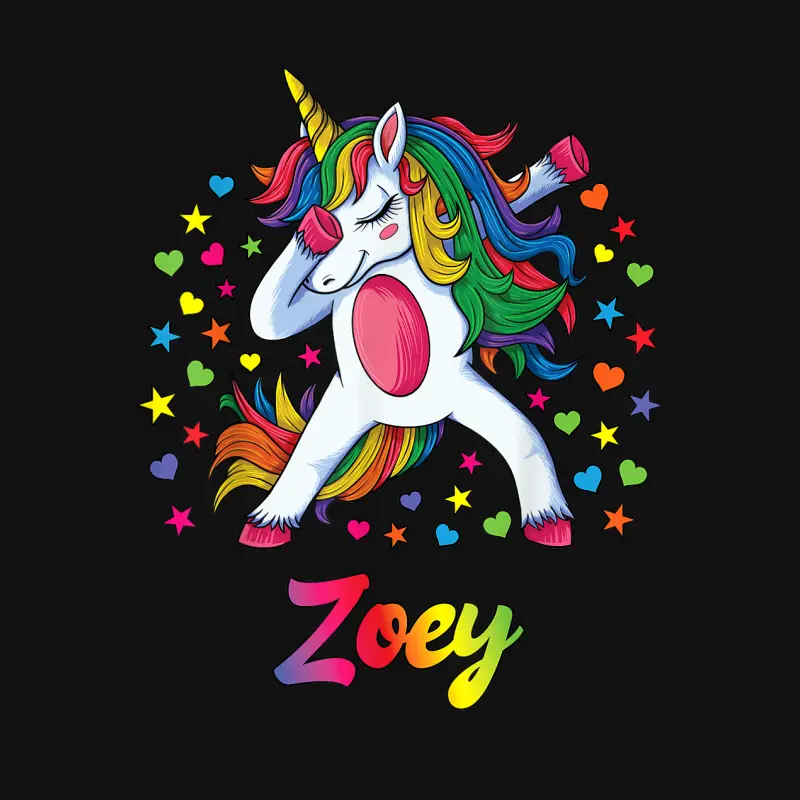 Zoey Dabbing Unicorn Rainbow Personalized Name Custom Baby Onesie