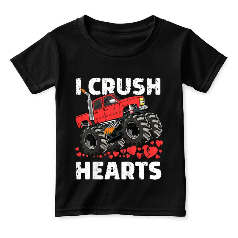 Valentines Day Monster Truck Boys Toddler I Crush Hearts Toddler Staple T-Shirt