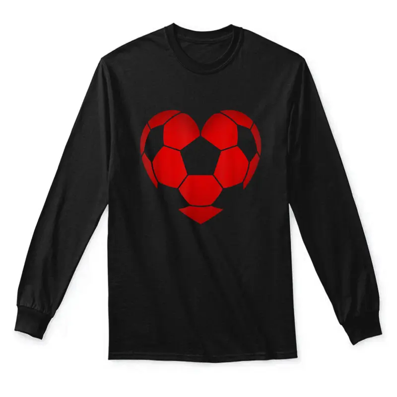 Soccer Heart Valentine's Day For Boys Girls Kids Unisex Long Sleeve T-Shirt