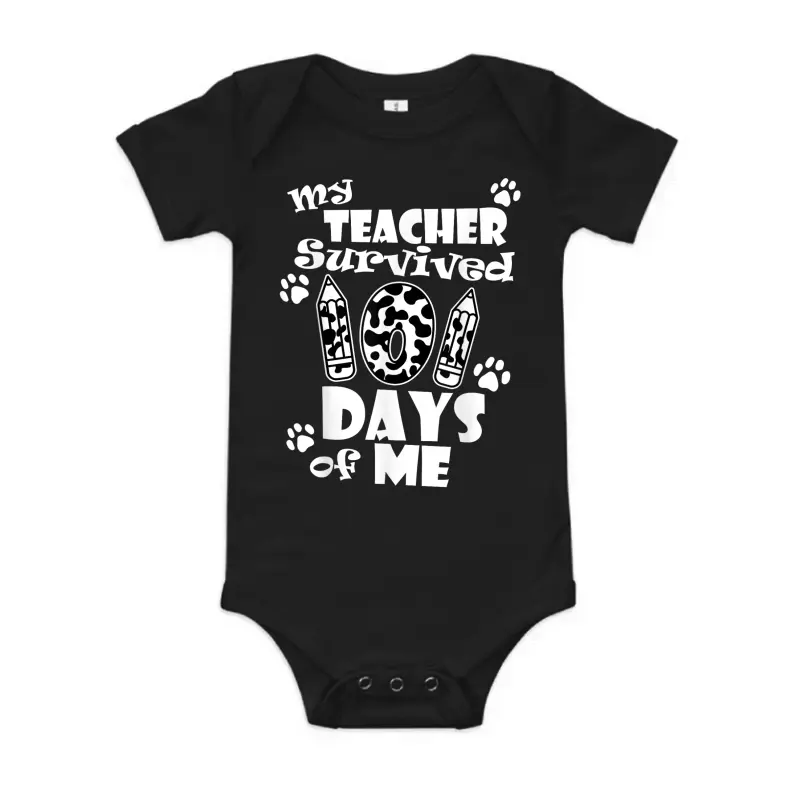My Teacher Survived 101 Days Of Me School Dalmatian Dog Baby Onesie