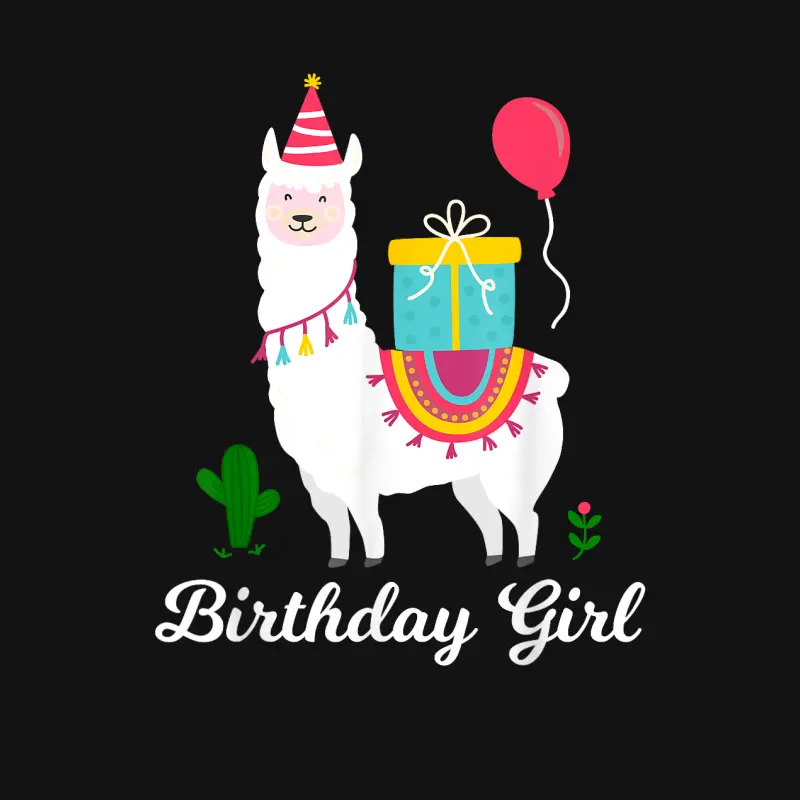 Cool Cute Alpaca Llama Cactus Girls Birthday Party Animal Unisex Long Sleeve T-Shirt