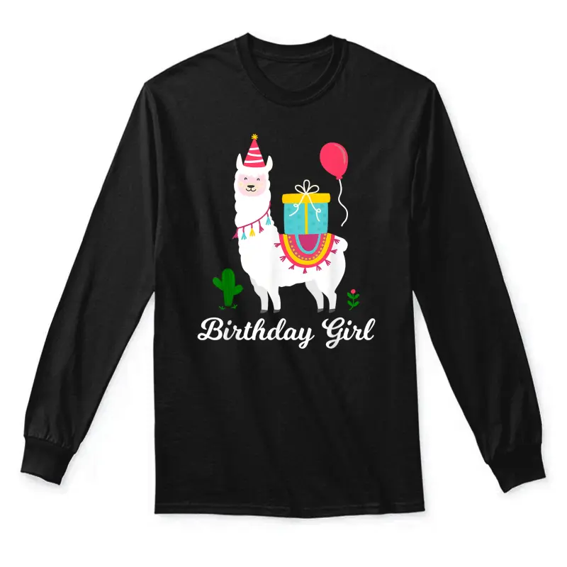 Cool Cute Alpaca Llama Cactus Girls Birthday Party Animal Unisex Long Sleeve T-Shirt