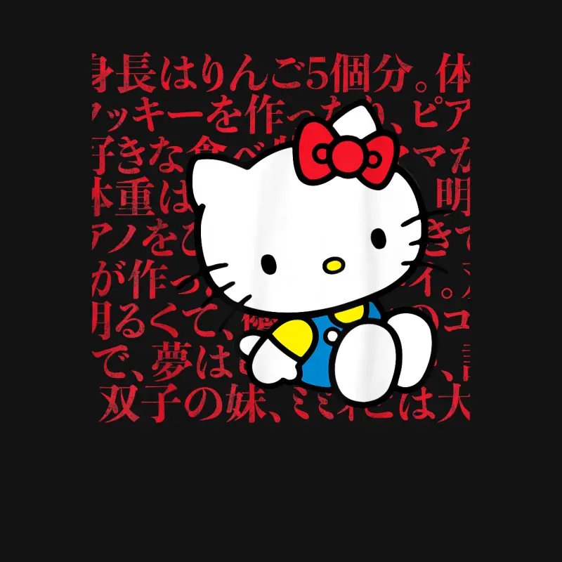 Hello Kitty Kanji Japanese Biography Unisex Long Sleeve T-Shirt