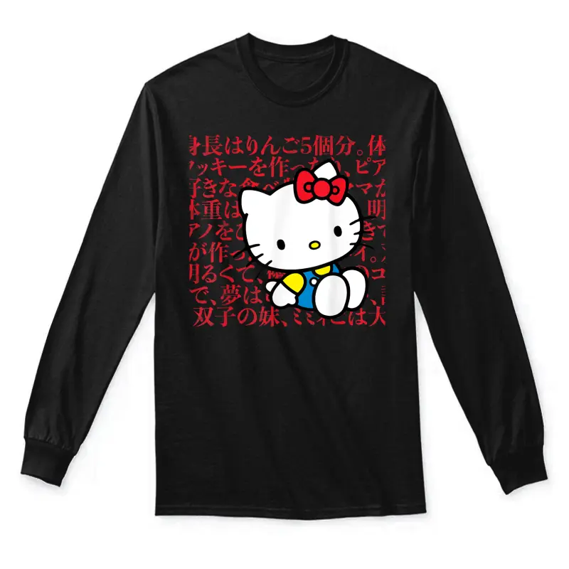 Hello Kitty Kanji Japanese Biography Unisex Long Sleeve T-Shirt