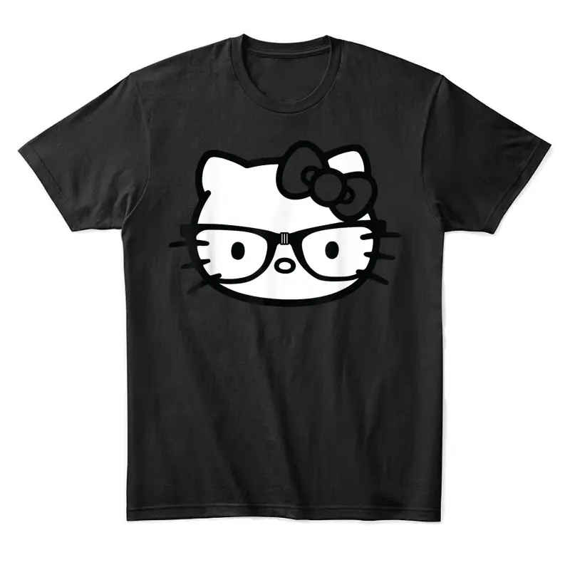 Hello Kitty Black And White Nerd Glasses Short Sleeve Unisex Staple T-Shirt