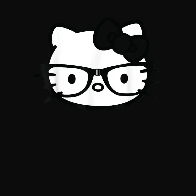 Hello Kitty Black And White Nerd Glasses Short Sleeve Unisex Staple T-Shirt