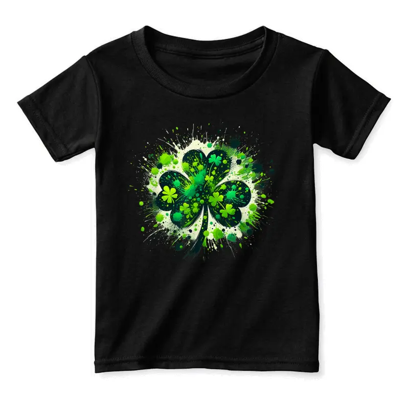 Shamrock Clover Paint Splatter St Patrick's Day Irish Pride Toddler Staple T-Shirt