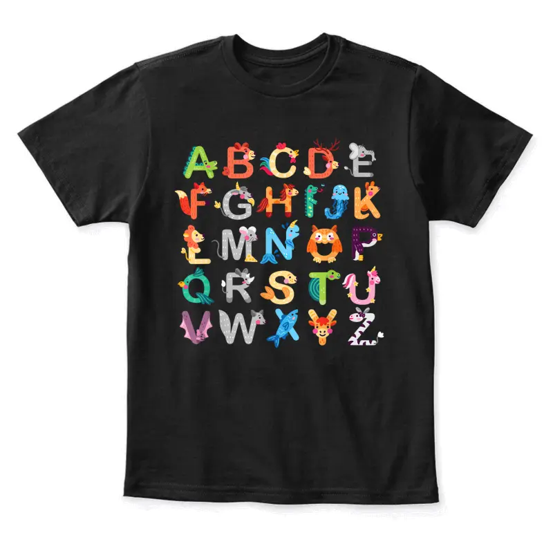 Animals Alphabet Abcs Learning Shirt Gifts For Teacher Kids Youth Staple T-Shirt