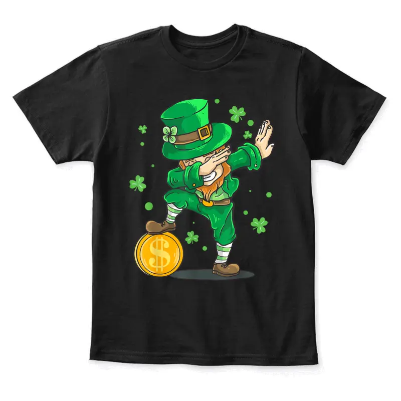 Dabbing Leprechaun St Patricks Day Shirt Men Boy Funny Youth Staple T-Shirt