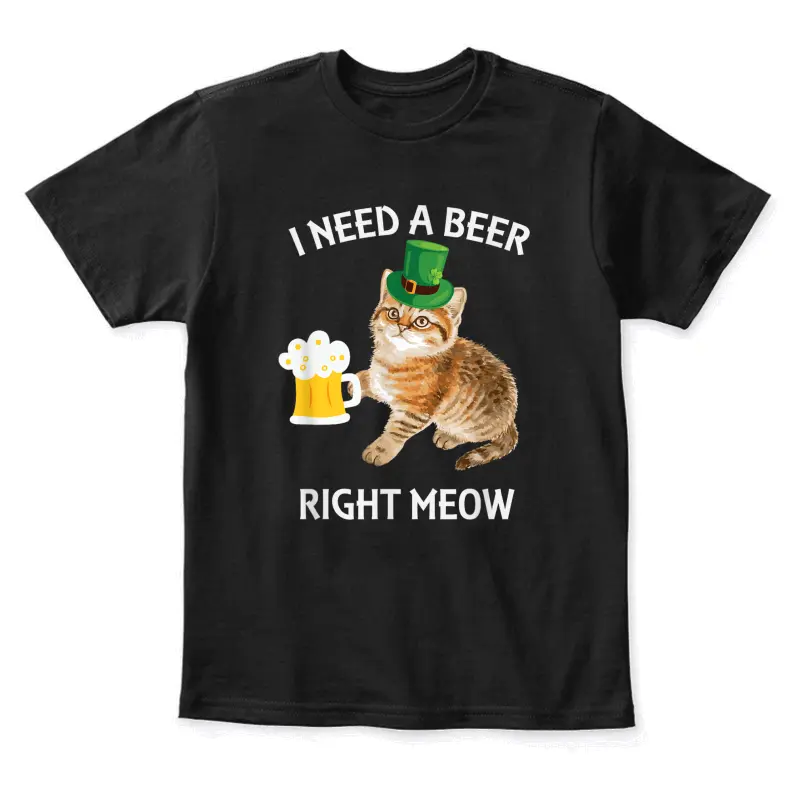 Funny Irish Beer Cat St Patricks Day Drinking With Hat Youth Staple T-Shirt