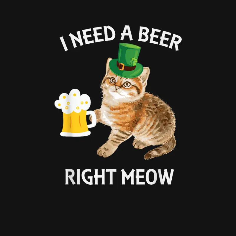Funny Irish Beer Cat St Patricks Day Drinking With Hat Youth Staple T-Shirt