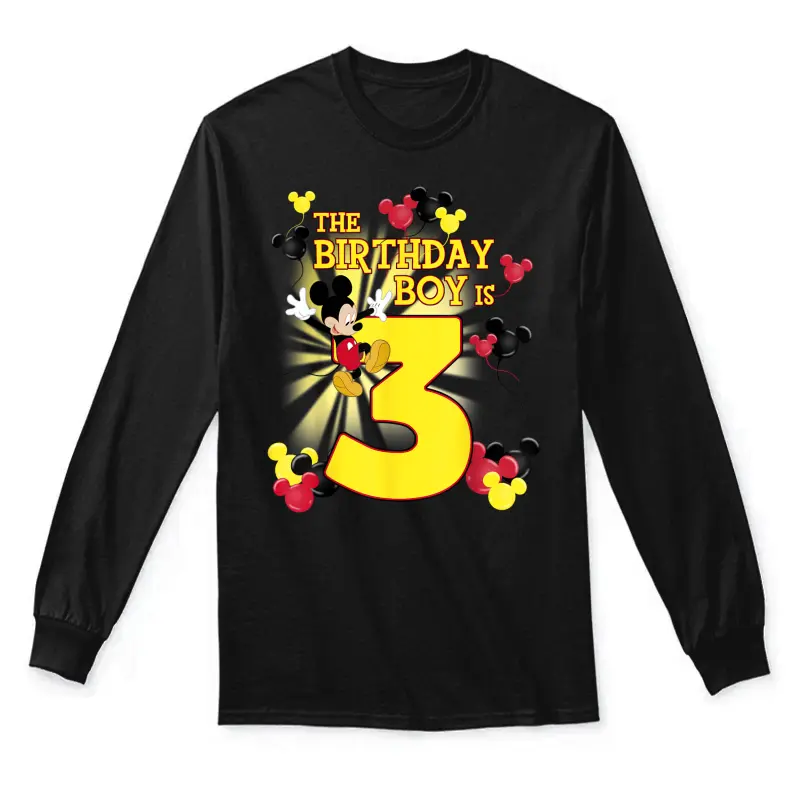Disney Mickey And Friends Mickey 3Rd Birthday Boy Unisex Long Sleeve T-Shirt