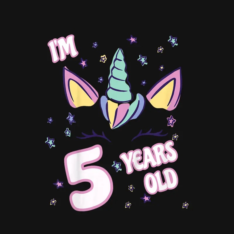 Unicorn 5Th Birthday I'm 5 Years Old Girl Unicorn Design Unisex Long Sleeve T-Shirt