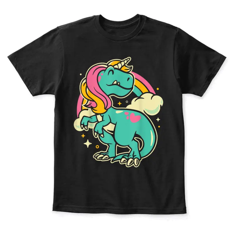 Majestic Unicornasaurus T Rex Unicorn Dinosaur Boys Girls Youth Staple T-Shirt