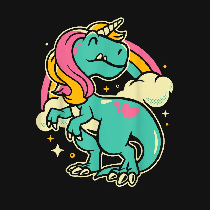 Majestic Unicornasaurus T Rex Unicorn Dinosaur Boys Girls Youth Staple T-Shirt