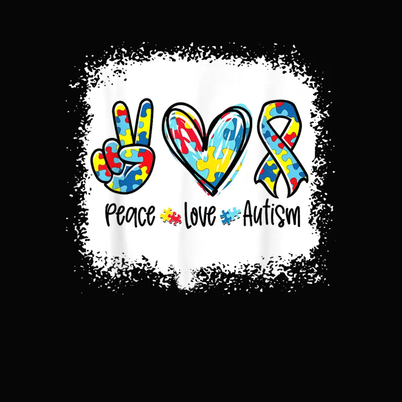 Autism Awareness Peace Love Autism In April We Wear Blue Toddler Staple T-Shirt