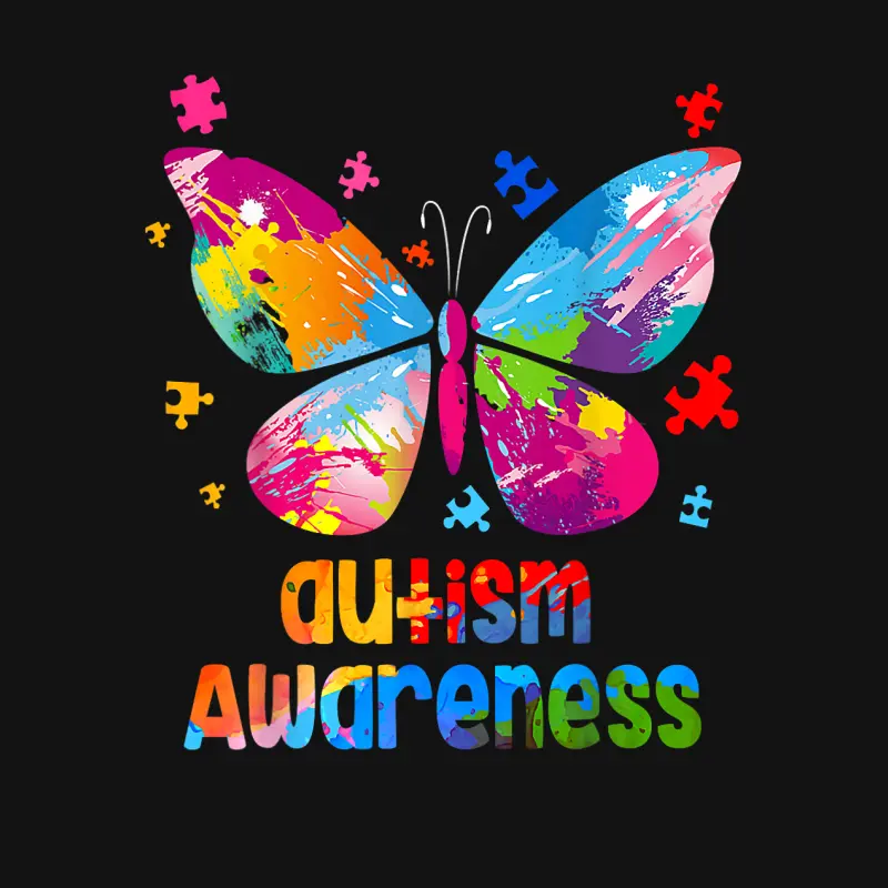 Autism Awareness Colorful Butterfly Puzzle Unisex Long Sleeve T-Shirt