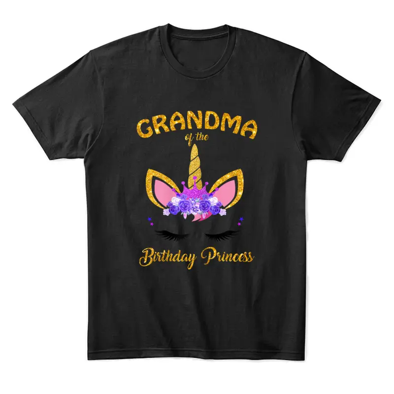 Unicorn Girl Grandma Of The Birthday Princess Grandmother Unisex Staple T-Shirt