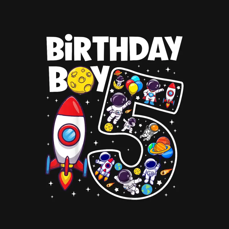 Kids 5 Year Old Astronaut Birthday Boy Outer Space 5Th Birthday Unisex Long Sleeve T-Shirt