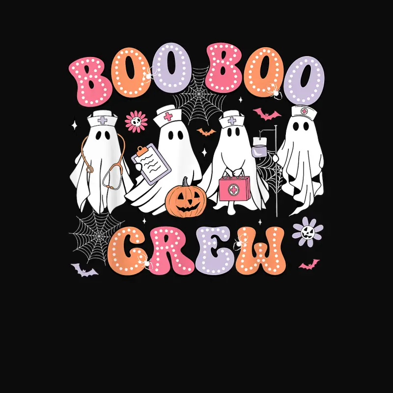 Groovy Boo Boo Crew Nurse Funny Ghost Women Halloween Nurse Unisex Staple T-Shirt