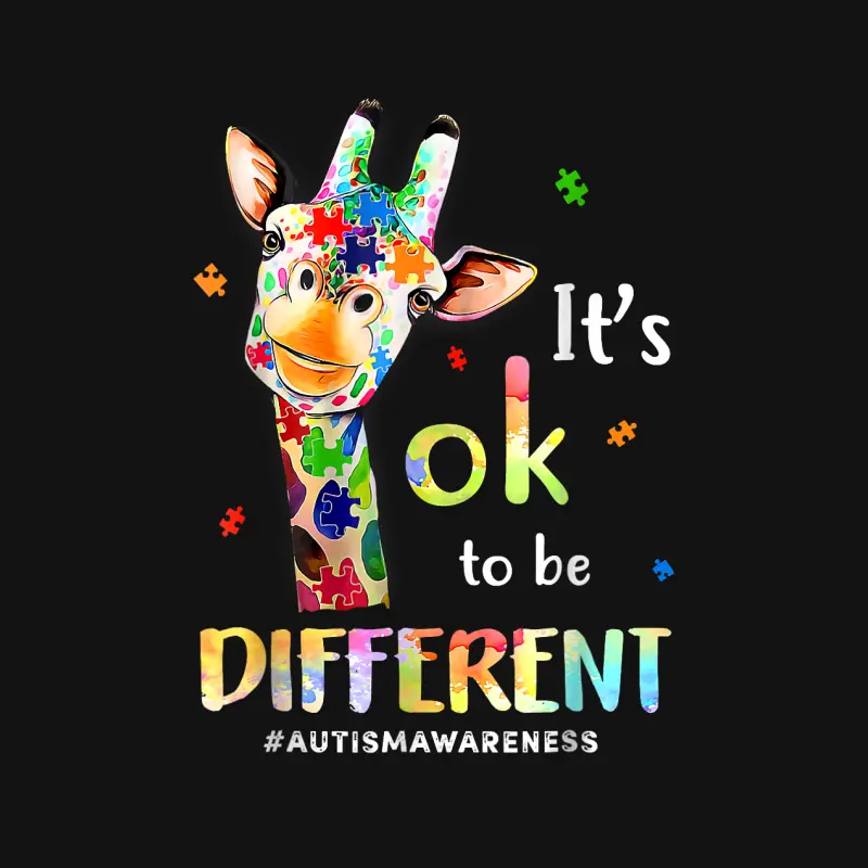 Autism Awareness Cute Giraffe Animal Its Ok To Be Different Unisex Long Sleeve T-Shirt