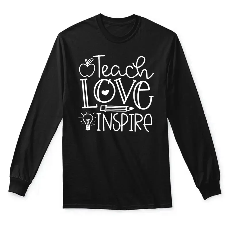 Teach Love Inspire Retro Teacher Kids Back To School Unisex Long Sleeve T-Shirt