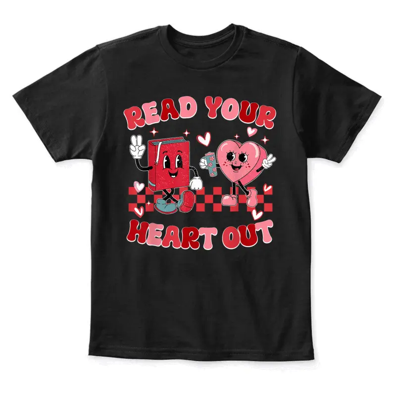 Retro Read Your Heart Out Valentine's Day Teacher Bookish Youth Staple T-Shirt