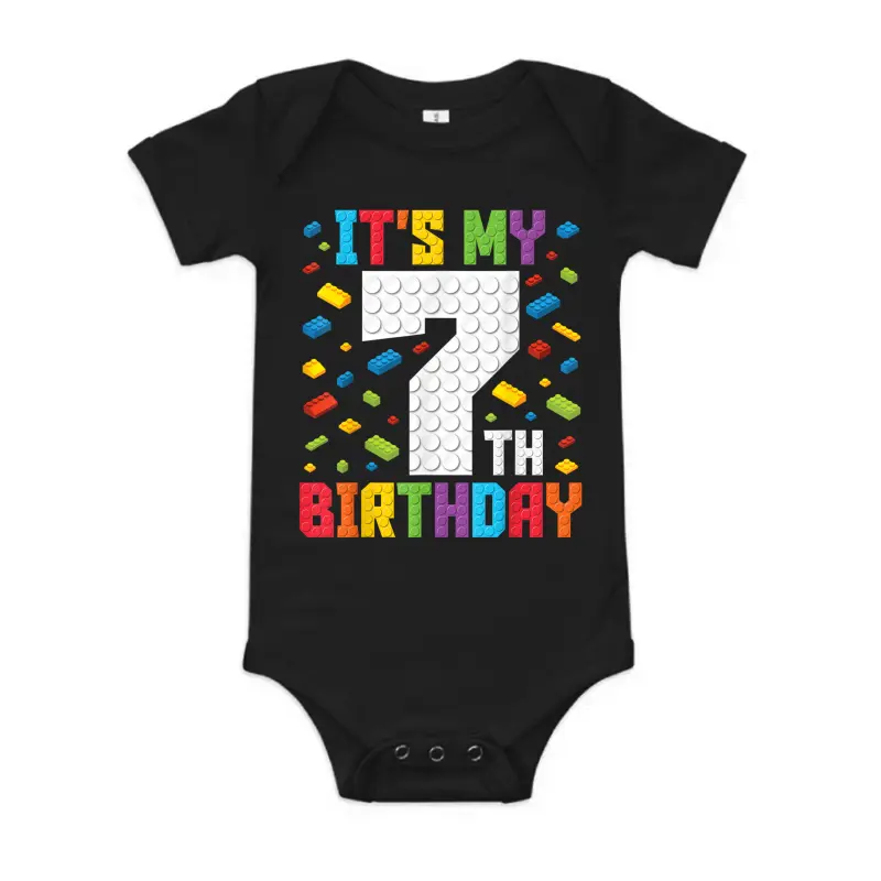 It's My 7Th Birthday Boys Master Builder Kids Block Building Baby Onesie