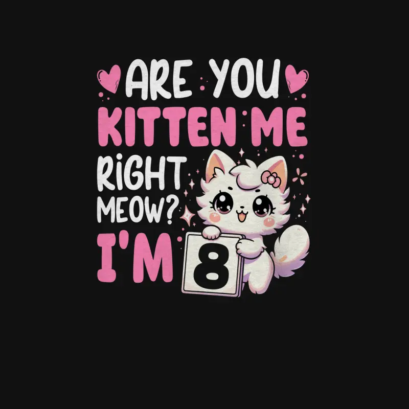 8Th Birthday For Girls 8Yr 8 Year Old Kitten Cat Bday Baby Onesie