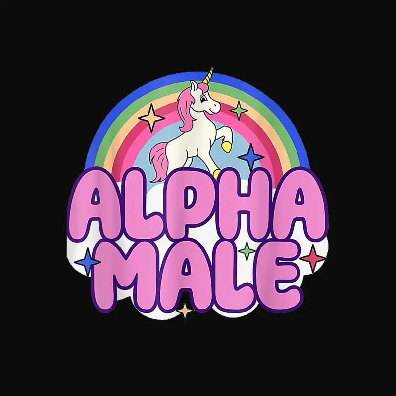 Ironic Alpha Male Unicorn Rainbow For Men Women Unisex Staple T-Shirt