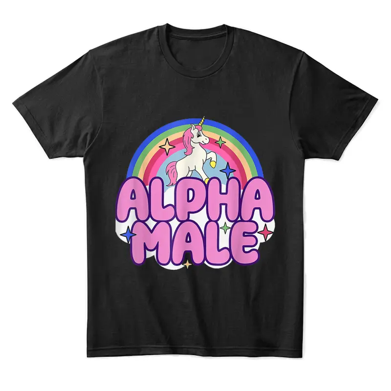 Ironic Alpha Male Unicorn Rainbow For Men Women Unisex Staple T-Shirt