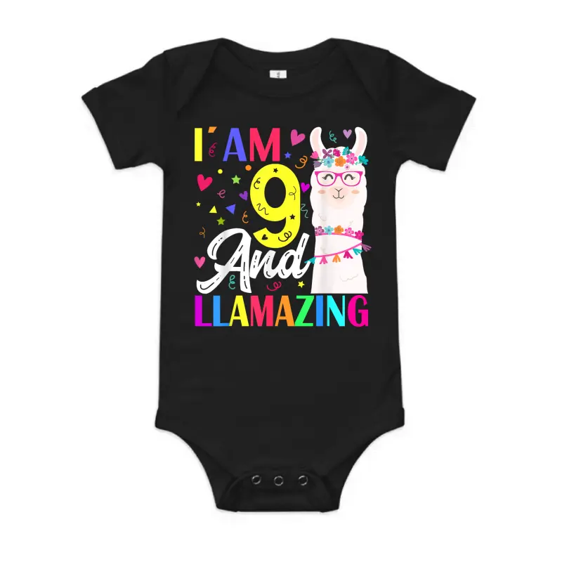 I Am 9 Years Old And Llamazing Llama 9Th Birthday Baby Onesie